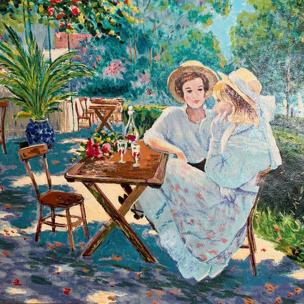 "Confidences" by Claude Cambour Serigraph Framed and Matted